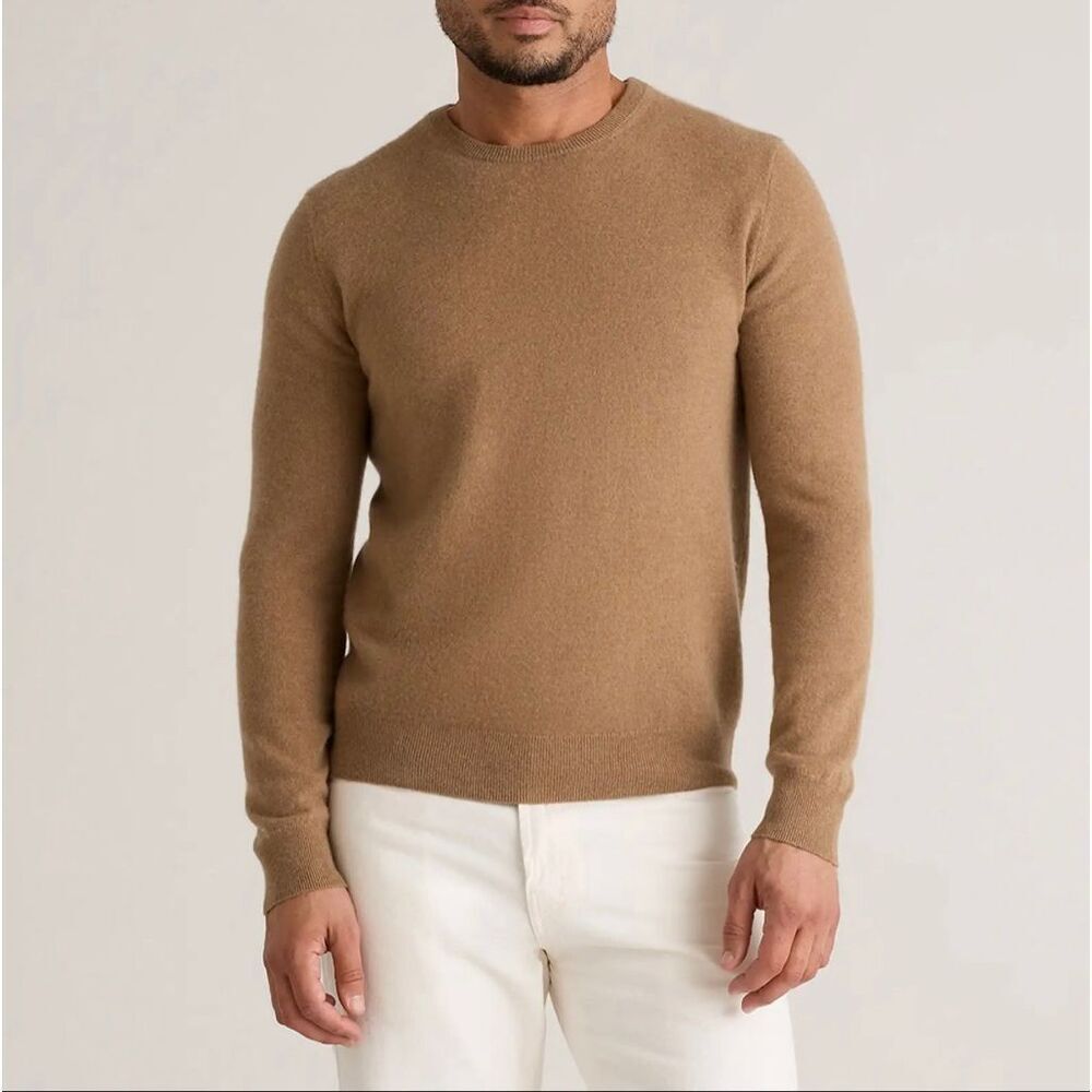 Quince Men’s Sweater Mongolian Cashmere Crewneck Teak Tan XL